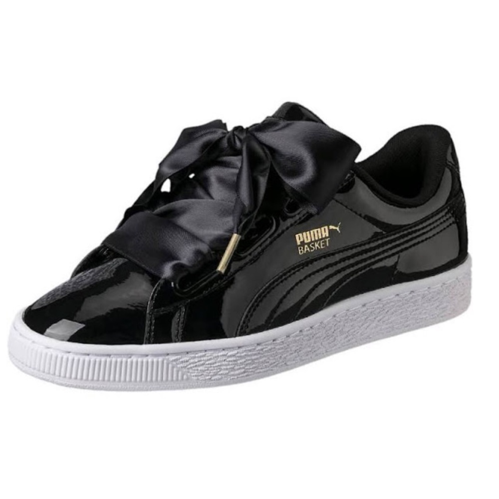 Puma patent basket heart (no ribbon laces) shoes